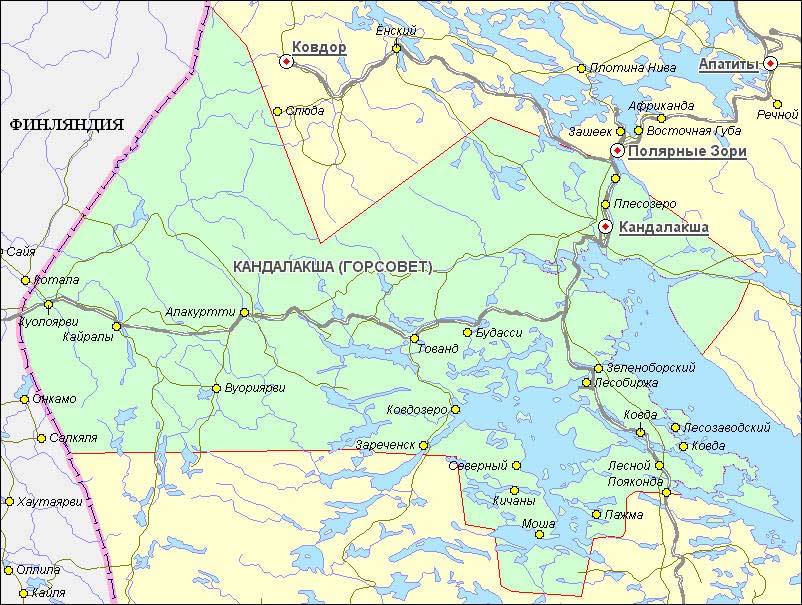 Административная карта Кандалакшского района